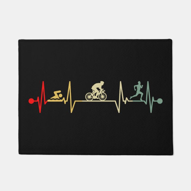 Triathlon Heartbeat Vintage Deurmat (Voorkant)
