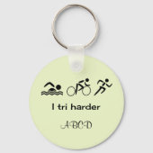 Triathlon icons citeren I tri harder gepersonalise Sleutelhanger (Voorkant)