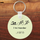 Triathlon icons citeren I tri harder gepersonalise Sleutelhanger (Voorkant)