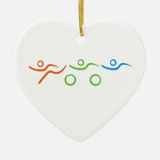 Triathlon, koel en uniek ontwerp keramisch ornament (Voorkant)