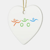 Triathlon, koel en uniek ontwerp keramisch ornament (Links)