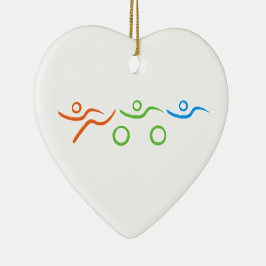 Triathlon, koel en uniek ontwerp keramisch ornament (Rechts)