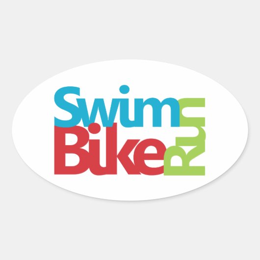 Triathlon, koel en uniek ontwerp ovale sticker (Voorkant)