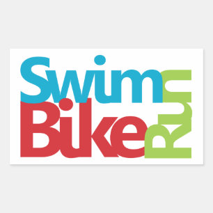 Triathlon, koel en uniek ontwerp rechthoekige sticker
