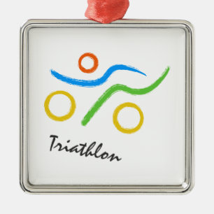 Triathlon logo metalen ornament