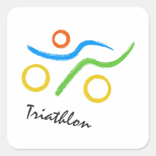 Triathlon logo vierkante sticker (Voorkant)
