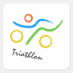 Triathlon logo vierkante sticker