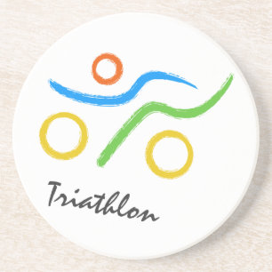 Triathlon logo zandsteen onderzetter
