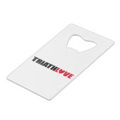 Triathlon Love for zwemmers, Cyclers and Runners Creditkaart Flessenopener (Voorkant Gekanteld)
