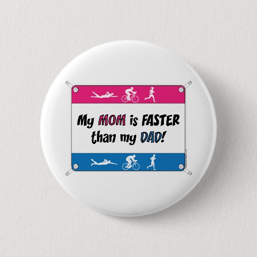 Triathlon Mijn moeder is sneller dan mijn vader Ronde Button 5,7 Cm (Voorkant)