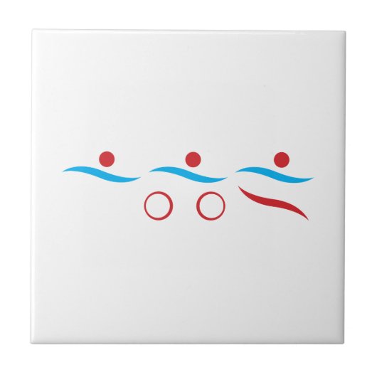 Triathlon modern cool logo keramiek tegel tegeltje (Voorkant)