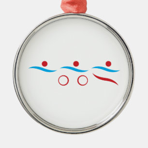 Triathlon modern, cool logo-metaalornament metalen ornament