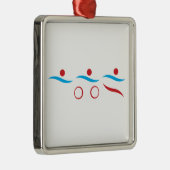 Triathlon modern, cool logo-metaalornament metalen ornament (Rechts)