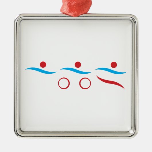 Triathlon modern, cool logo-metaalornament metalen ornament (Voorkant)