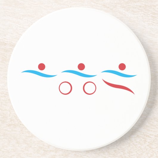 Triathlon modern cool logo zandsteen onderzetter (Voorkant)