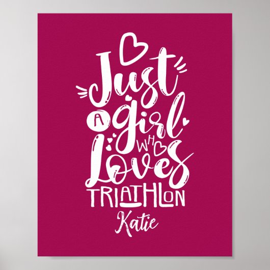 Triathlon Motivatie Cool Rood En Wit Lettertype Poster (Voorkant)