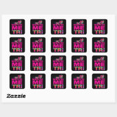 Triathlon Motivation Black en Magenta Typografie Vierkante Sticker (Vel)