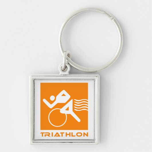 Triathlon oranje en wit sleutelhanger (Voorkant)