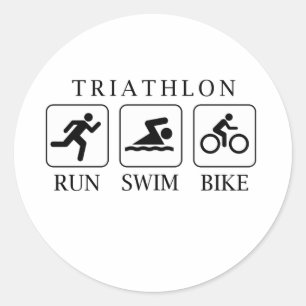 Triathlon rijden, zwemmen en fietsen ronde sticker