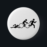 Triathlon Ronde Button 5,7 Cm<br><div class="desc">Triatlon sporttriatleet ironman marathon zwemt fietsen met zwemfiets</div>