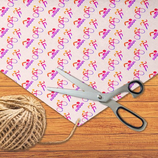 Triathlon roze patroonsport tissuepapier