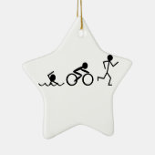 Triathlon Stick Figures Keramisch Ornament (Rechts)