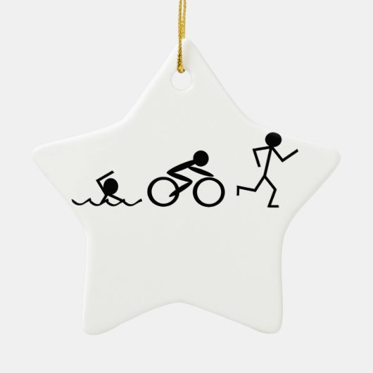 Triathlon Stick Figures Keramisch Ornament (Voorkant)