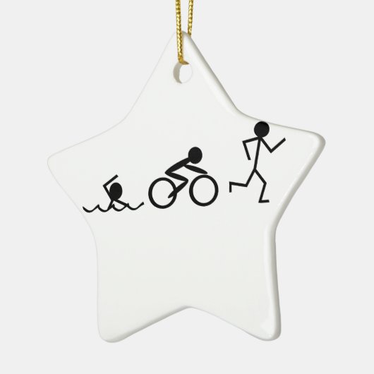 Triathlon Stick Figures Keramisch Ornament (Links)