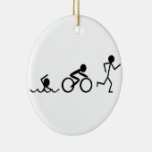 Triathlon Stick Figures Keramisch Ornament (Rechts)