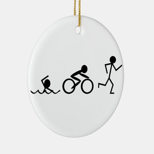 Triathlon Stick Figures Keramisch Ornament (Rechts)
