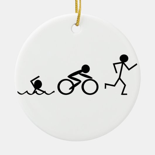 Triathlon Stick Figures Keramisch Ornament (Voorkant)