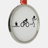 Triathlon Stick Figures Metalen Ornament (Rechts)