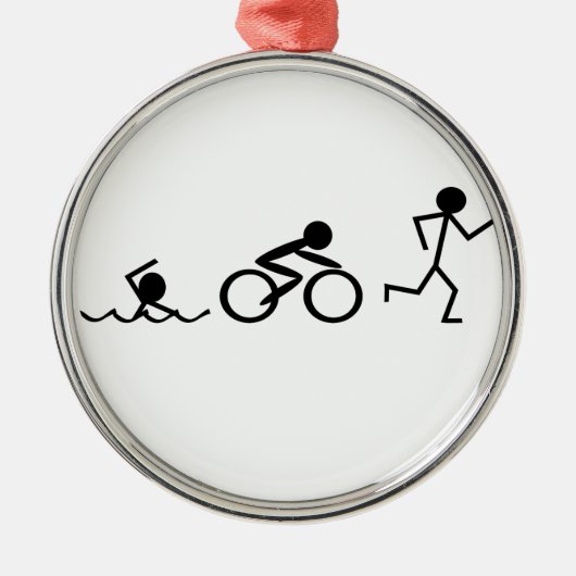 Triathlon Stick Figures Metalen Ornament (Voorkant)