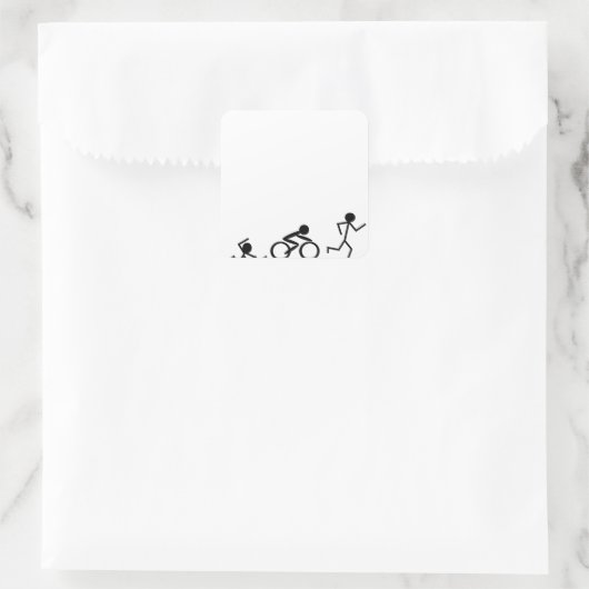 Triathlon Stick Figures Vierkante Sticker (Tas)