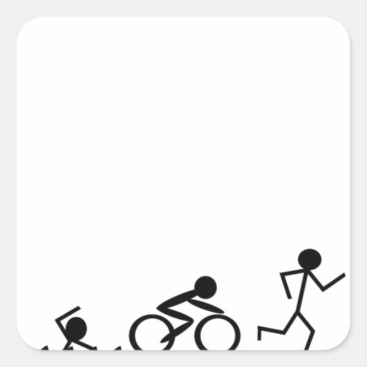 Triathlon Stick Figures Vierkante Sticker (Voorkant)