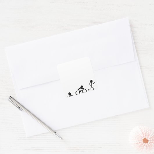 Triathlon Stick Figures Vierkante Sticker (Envelop)