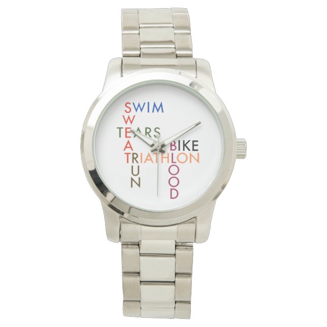 Triathlon Swim Bike run bloed Sweat Tears Horloge (Voorkant)