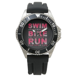 Triathlon - Swim, Bike, run, Funny Triathlete Horloge