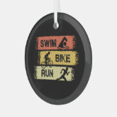Triathlon - Swim Bike run Glas Ornament (Voorkant links)