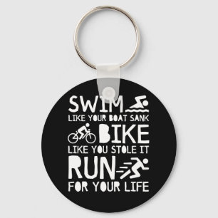 Triathlon Swim Bike run op je leven Sleutelhanger