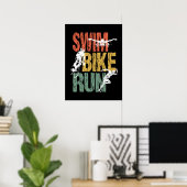 Triathlon Swim Bike Run Poster (Thuiskantoor)