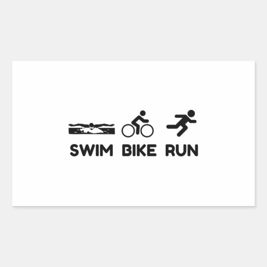 Triathlon Swim Bike Run Rechthoekige Sticker (Voorkant)