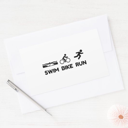 Triathlon Swim Bike Run Rechthoekige Sticker (Envelop)