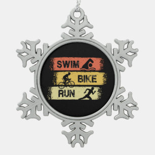 Triathlon - Swim Bike run Tin Sneeuwvlok Ornament
