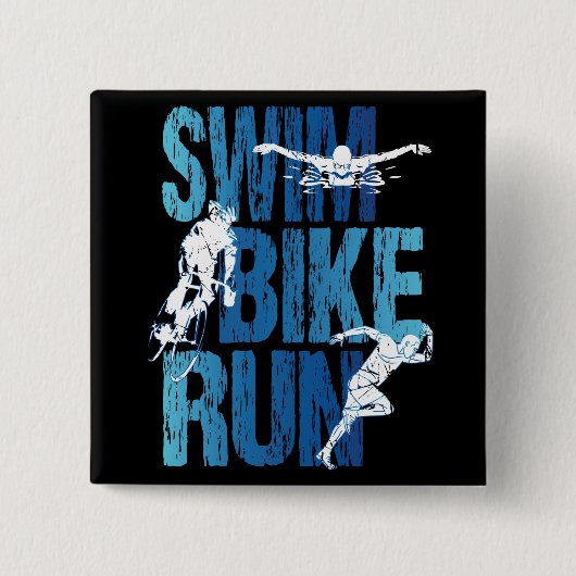 Triathlon - Swim Bike run Vierkante Button 5,1 Cm (Voorkant)