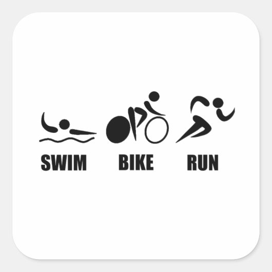 Triathlon Swim Bike Run Vierkante Sticker (Voorkant)