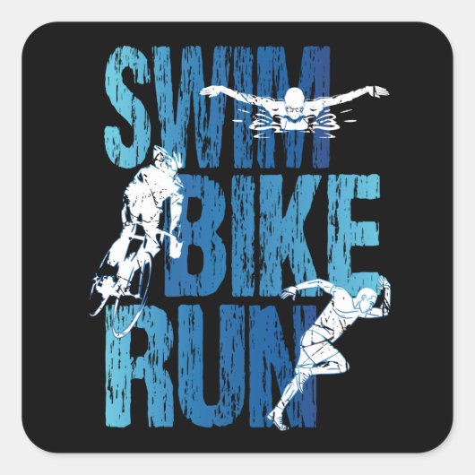 Triathlon - Swim Bike run Vierkante Sticker (Voorkant)