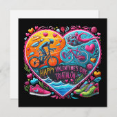 Triathlon Thema Valentijnsdag Kussen, Hart-Shap Feestdagenkaart (Voorkant / Achterkant)