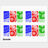 Triathlon TRI Kleurenblokken Rechthoekige Sticker (Vel)