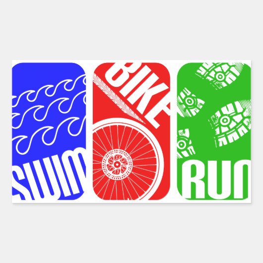 Triathlon TRI Kleurenblokken Rechthoekige Sticker (Voorkant)